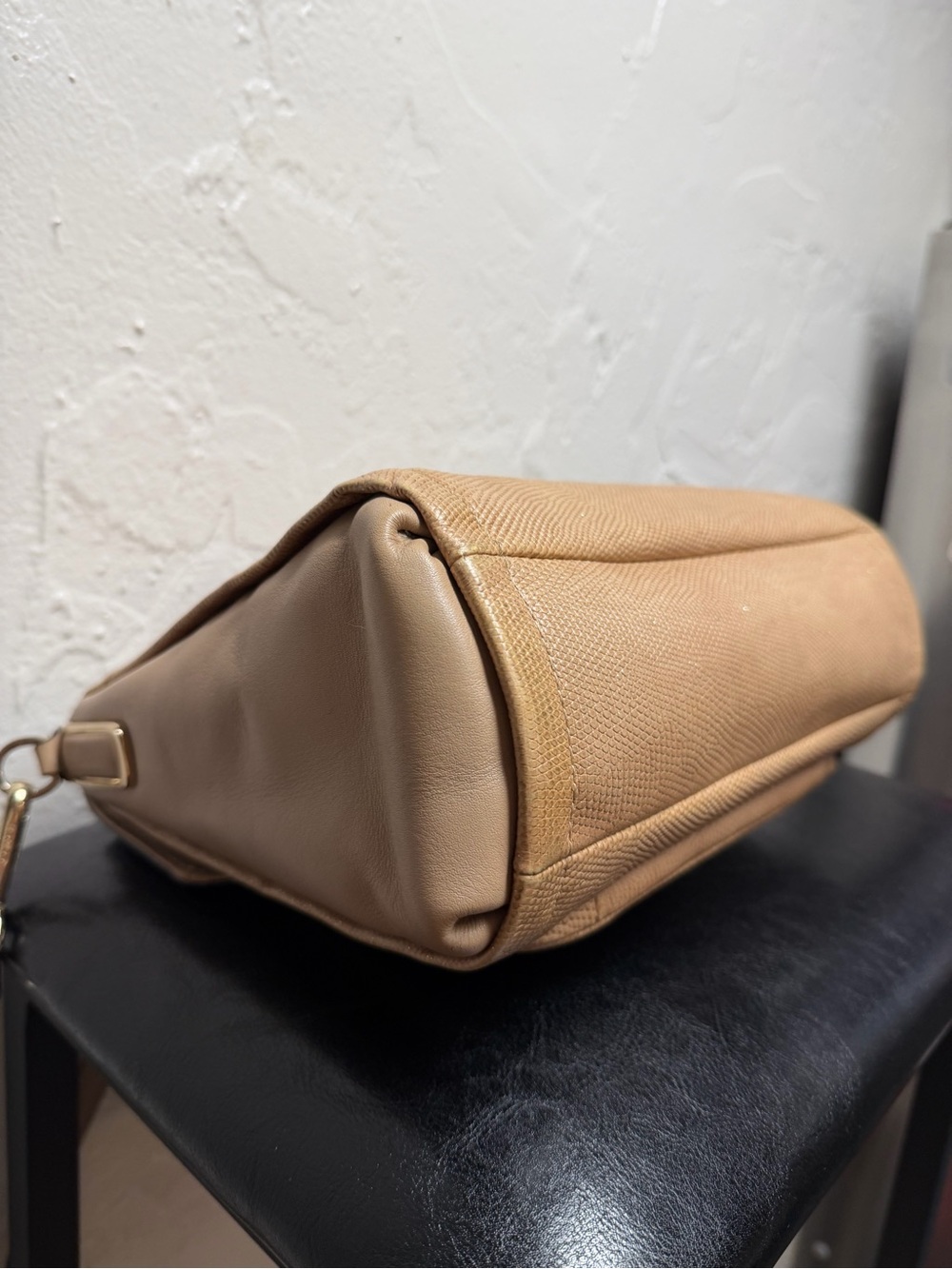 Beige Lizard-embossed Leather Coach Madison Sadie Flap Satchel - Picture 11 of 16